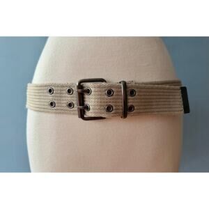 Beige Cotton Double Grommet Belt Womens sz S